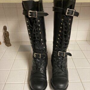 Harley Davidson Lace up Bucke up Motorcycle Boots Size 8D Vintage Made in USA